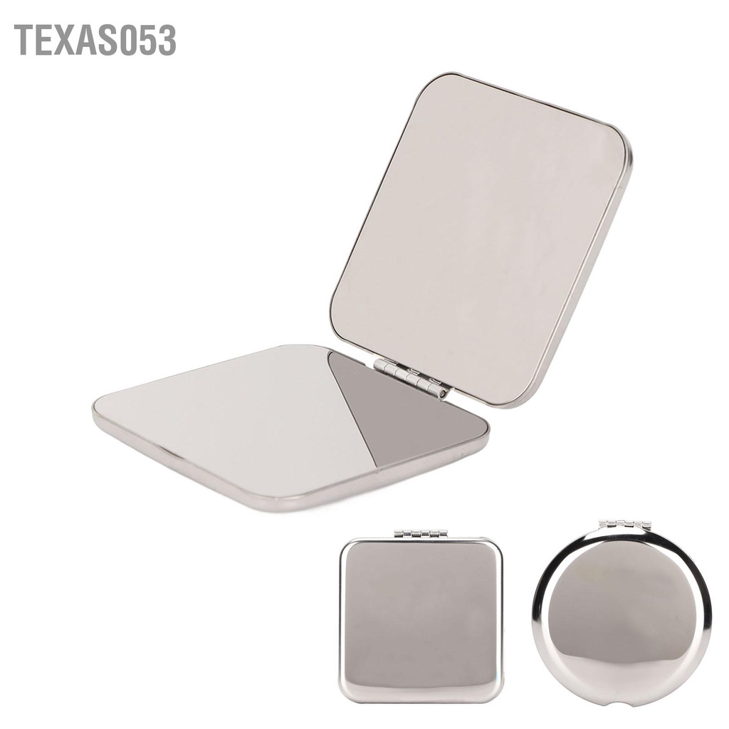 Texas053 Gương bỏ túi Hai mặt có thể gập lại bằng thép không gỉ ví nhỏ cầm tay du lịch gọn cho chuyến trọn gói