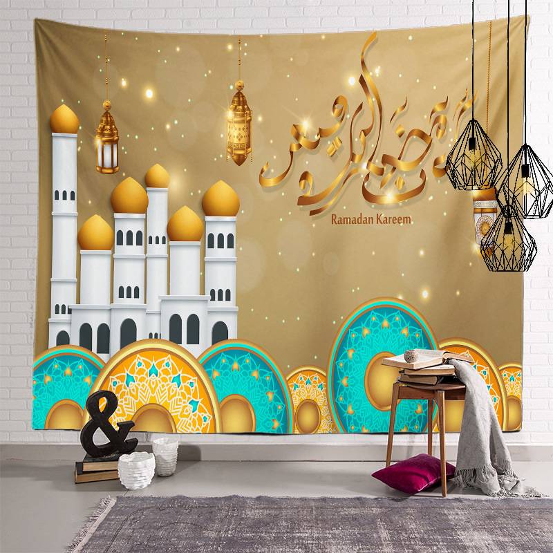 Eid Mubarak Decoration Islam Muslim Decor Tapestry Printed Background Wall Hanging Carpet Cloth Ramadan Kareem Art Home Décor