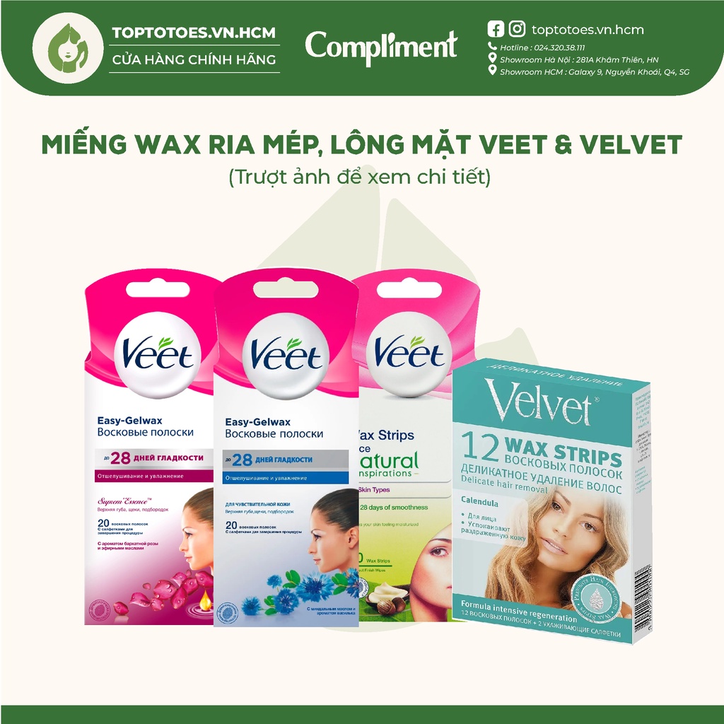 Miếng wax ria mép, lông mặt Veet &amp; Velvet