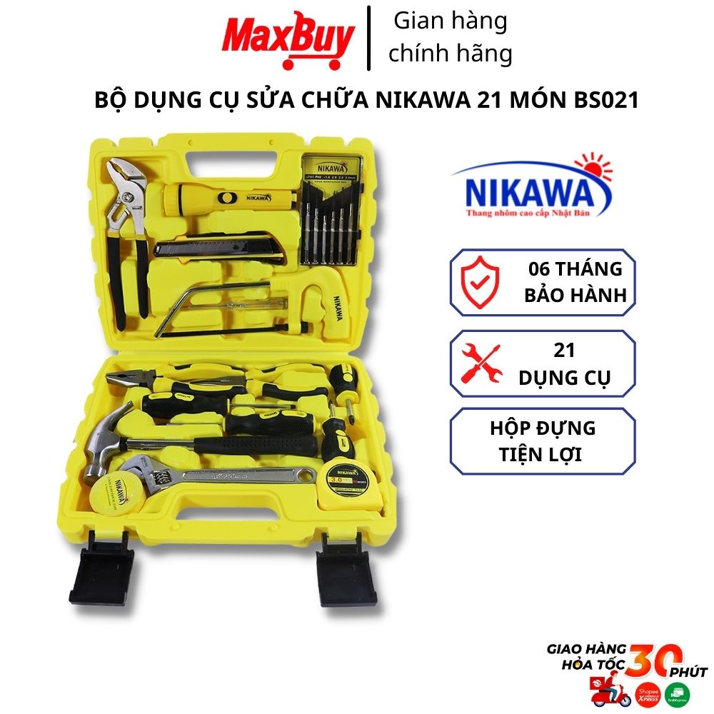 Bộ đồ nghề sửa chữa đa năng 21 dụng cụ Nikawa NK-BS021 sử dụng gia đình tiện ích bảo hành 6 tháng giao hỏa tốc HN