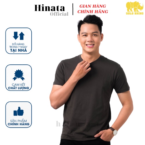 Áo Thun Nam Trơn Cổ Tròn GOLD RHINO, Áo Phông Nam Basic 100 Cotton Cao Cấp Hàng Hiệu Đẹp Thoáng Mát Tay Ngắn Màu X.Thông