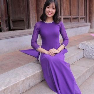 Áo dài trơn màu tím ( May đo theo số đo)