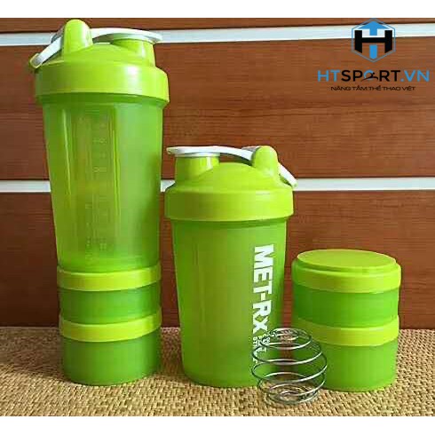 Bình Nước Thể Thao 3 Ngăn, Bình Lắc Đựng Nước Tập Gym Thể Hình Shaker Whey Met RX 3 Ngăn 600ML Cao Cấp Nhiều Màu