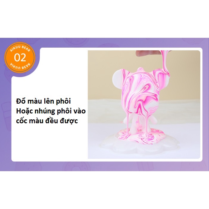 DIY / BỘ KIT GẤU ĐỔ MÀU LÀM MÓC KHOÁ GẤU BEARBRICK HIỆU ỨNG MÀU LOANG MARBEL