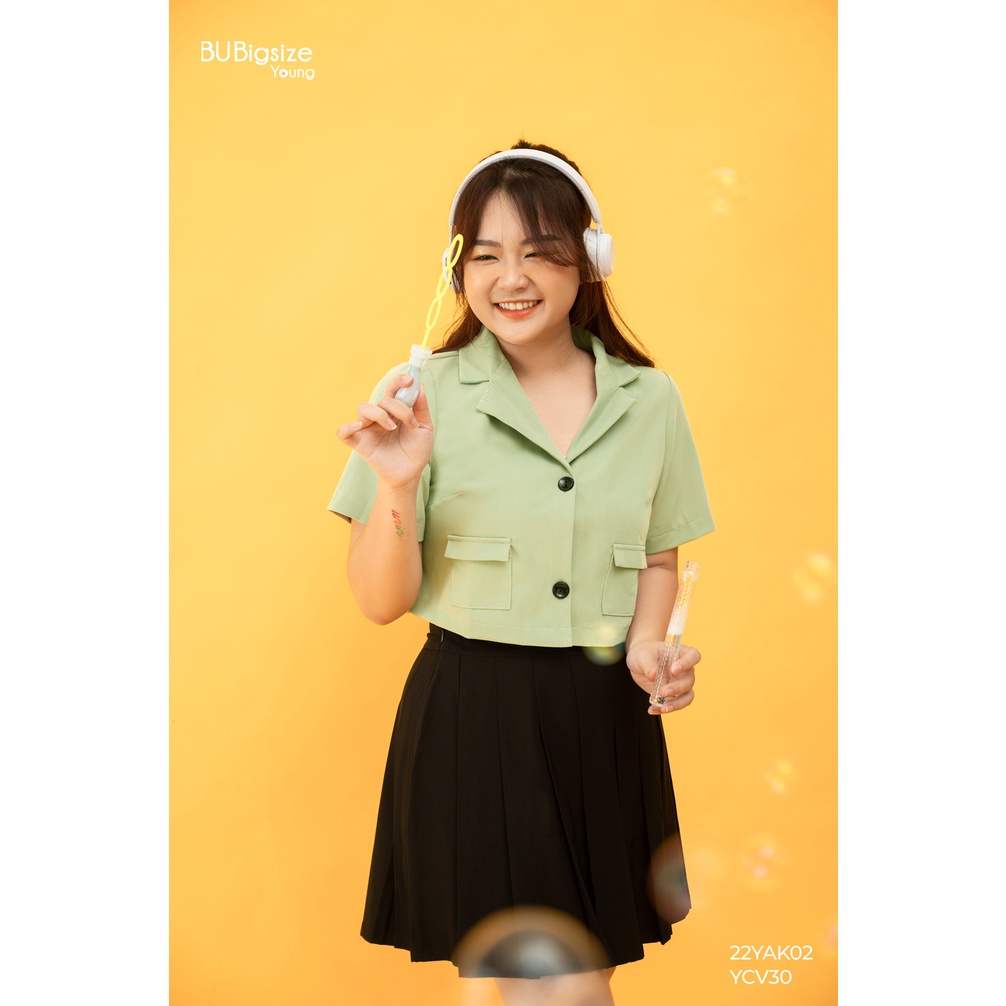 Áo vest dáng ngắn tay cộc 2 túi BIGSIZE (55kg đến 95kg) - 22YAK02 - [BU Bigsize Young] | BigBuy360 - bigbuy360.vn