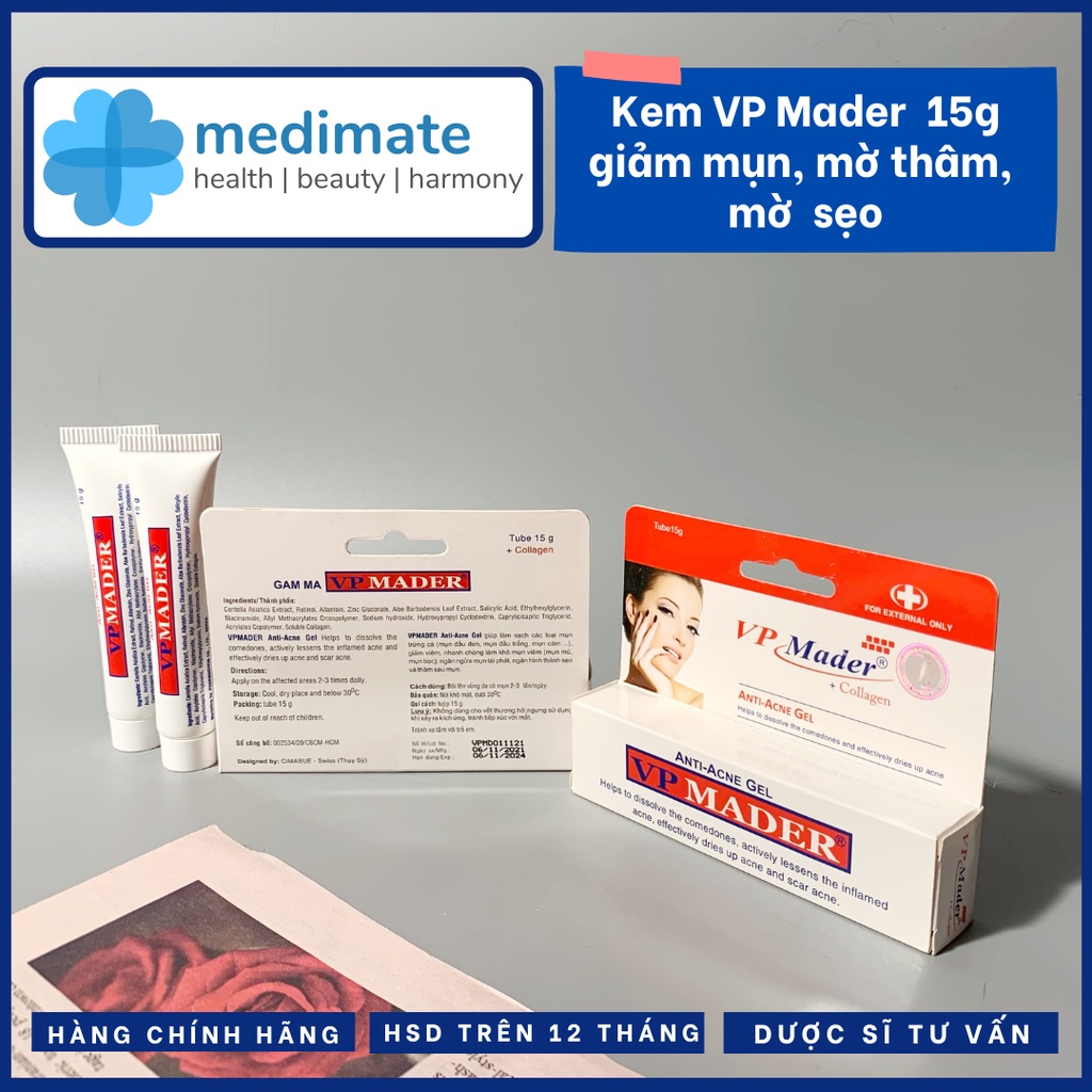 Gel VP Mader giảm mụn, mờ thâm, mờ sẹo mụn (tuýp 15g)