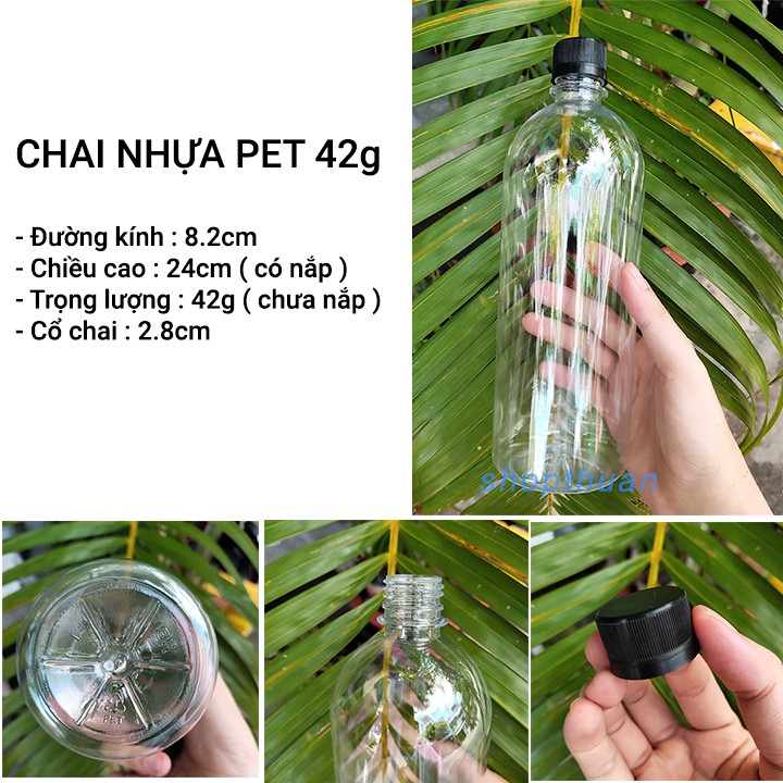 Chai Nhựa PET 1000ml ( 1 Lít ) Tròn Nắp Đen