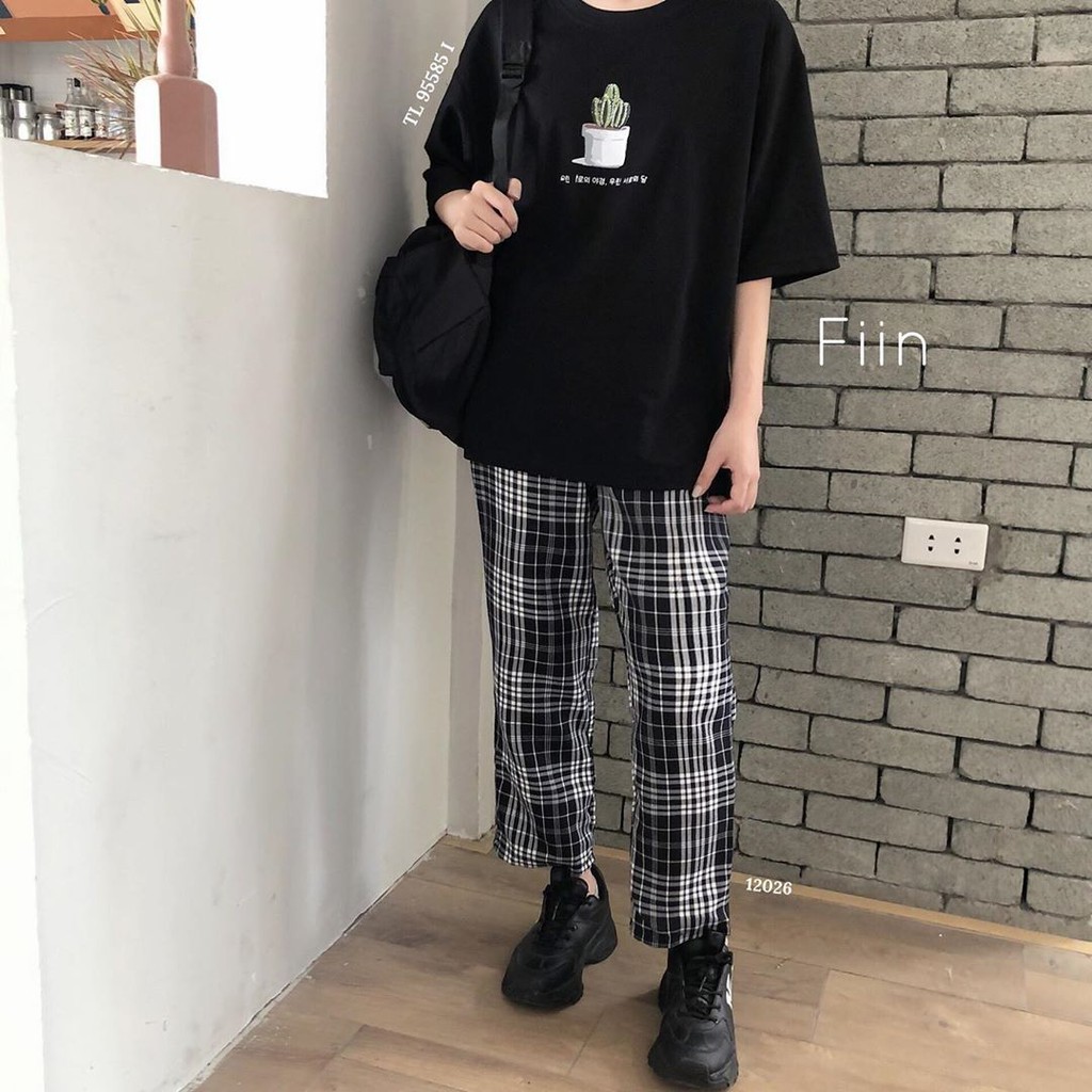 [Ảnh thật] Quần Baggy Kẻ Caro Đen Trắng - Made by Fiin | BigBuy360 - bigbuy360.vn