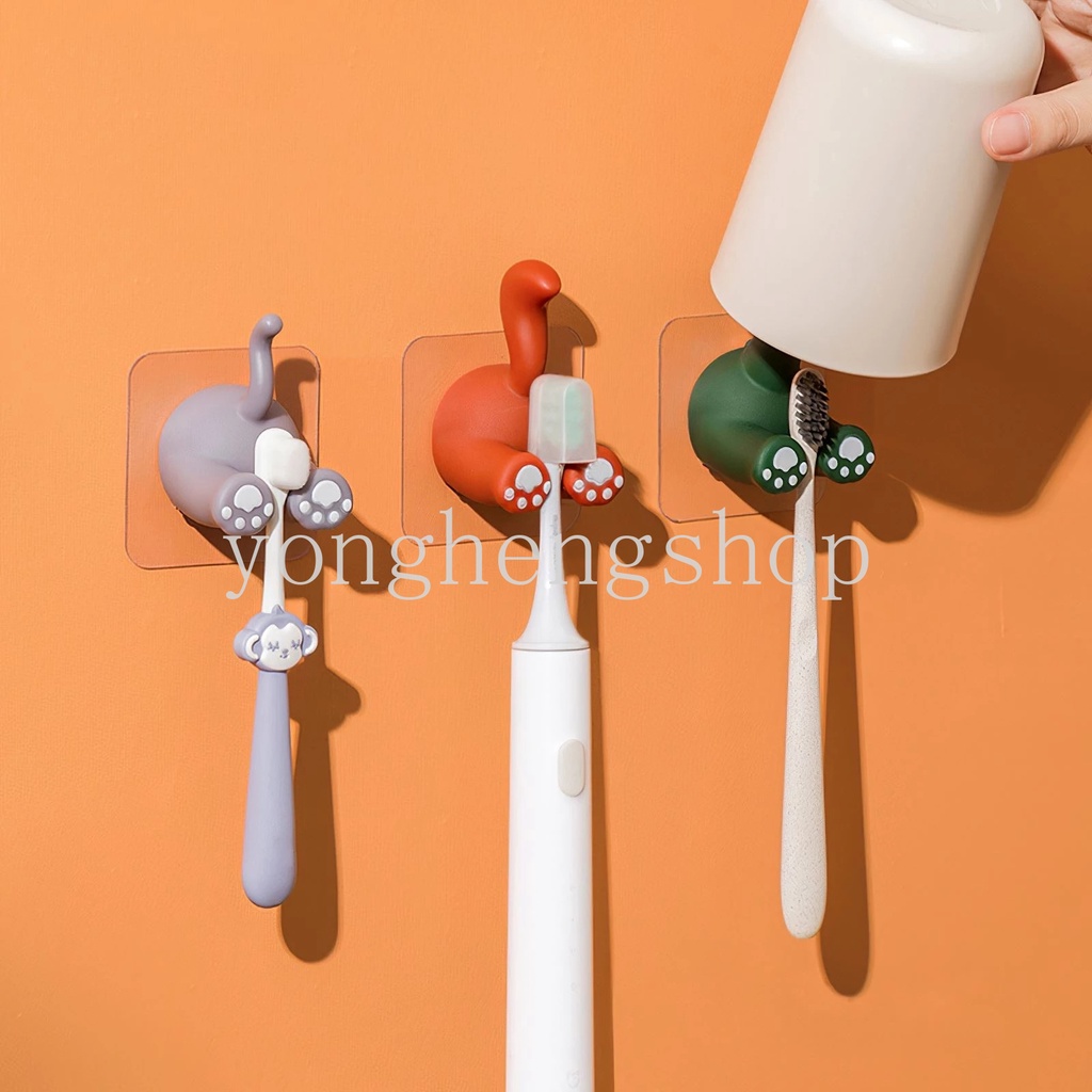 Móc Treo Bàn Chải Đánh Răng Gắn Tường Hình Đuôi Động Vật Dễ Thương