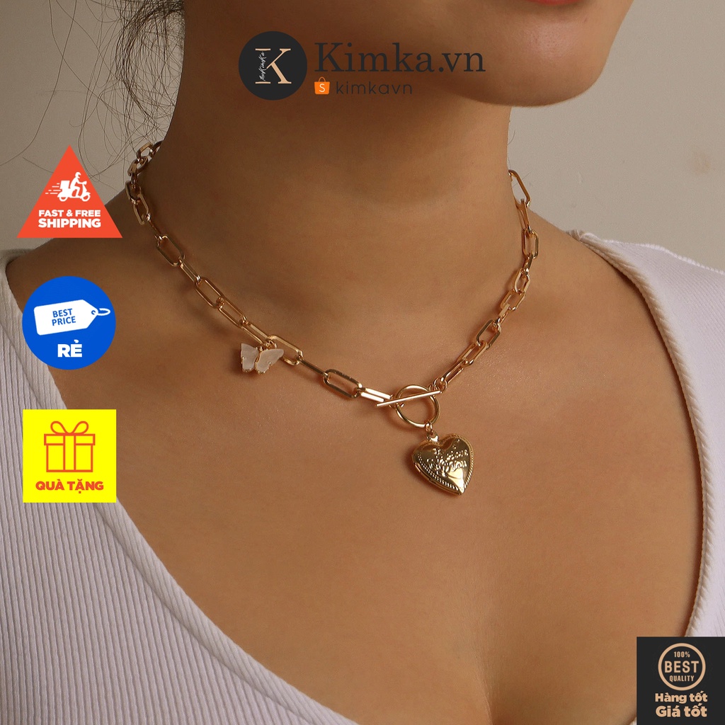 (001) Vòng Cổ Mặt Tim Butterfly Phong Cách Retro
