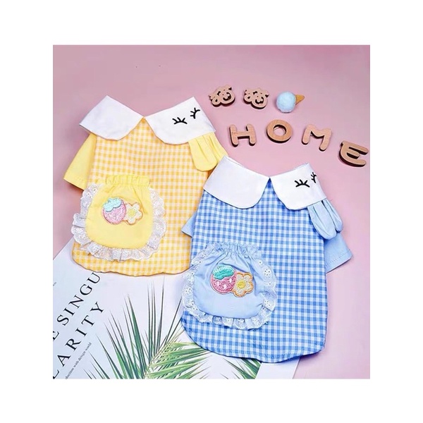 váy đầm sơ mi hình thỏ lông mi cong cho chó mèo