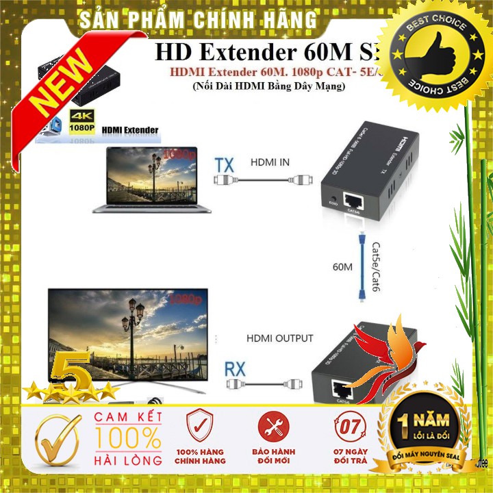 Bộ nối dài HDMI bằng dây LAN 60m (HD EXTENDER 60M)