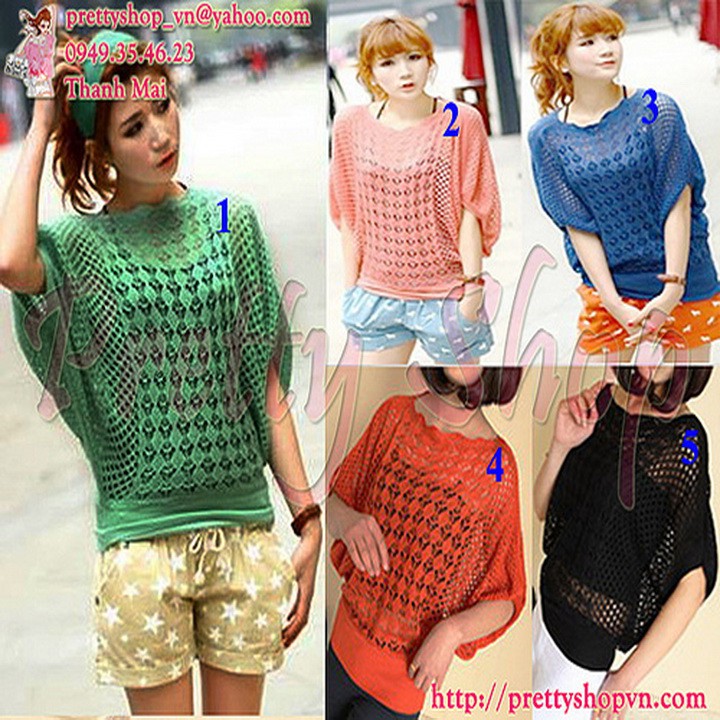 Áo thun móc len QA050 tay cánh dơi thời trang
