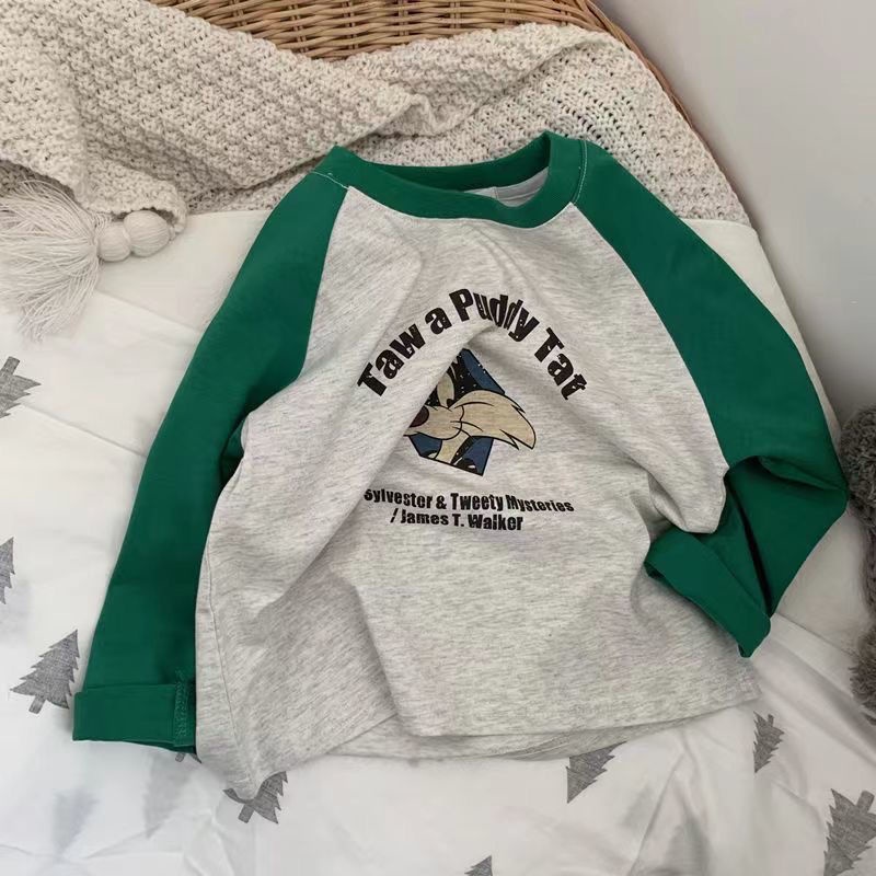 Áo Thun Cotton Tay Dài In Họa Tiết Hoạt Hình Màu Tương Phản Phong Cách Nhật Bản Thời Trang Xuân Thu 2022 Cho Bé Trai Và Gái