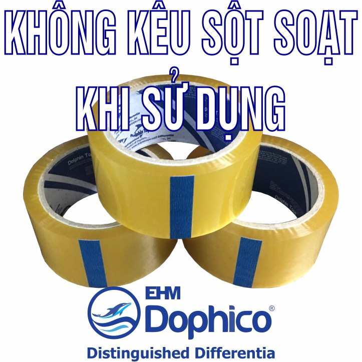 Băng dính Dolphin ( KT: 48mm x 150Y/100Y/50Y ) các loại dùng trong đóng gói hàng hoá – Các màu sắc và in chữ hàng dễ vỡ