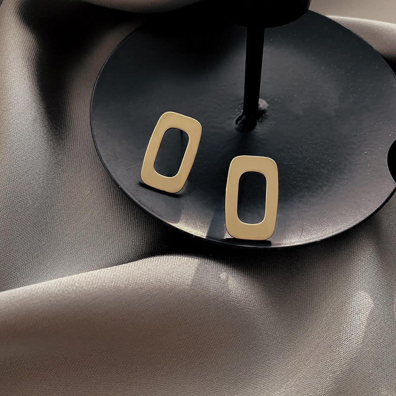 Bông Tai Kim Bạc Hình Vuông Phong Cách Retro Cho Nữ