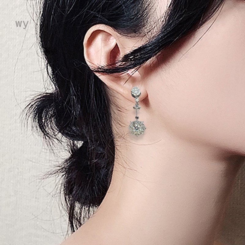 Đôi Khuyên Tai Dài Hình Tròn Đính Đá Phong Cách Âu Mỹ