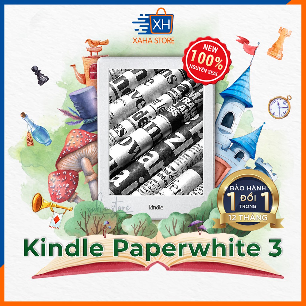 Máy đọc sách Kindle Paperwhite 3 - 7th Generation ⚡️ New 100%, nguyên seal hộp ⚡️ Mua kèm túi chống sốc giá 0đ