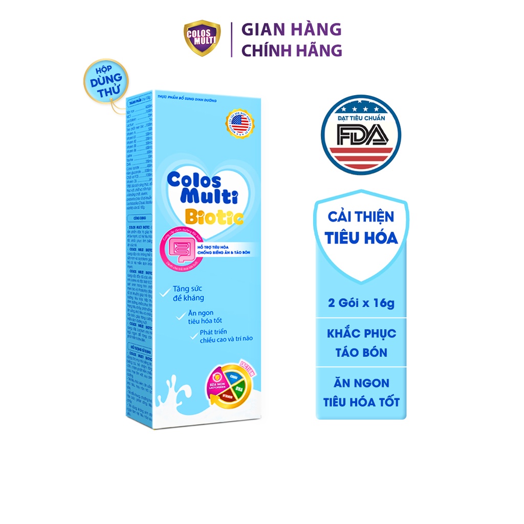 Sữa non Colosmulti Biotic hộp 2 gói x 16g chuyên biệt cho trẻ táo bón, tiêu hóa kém - MẪU THỬ