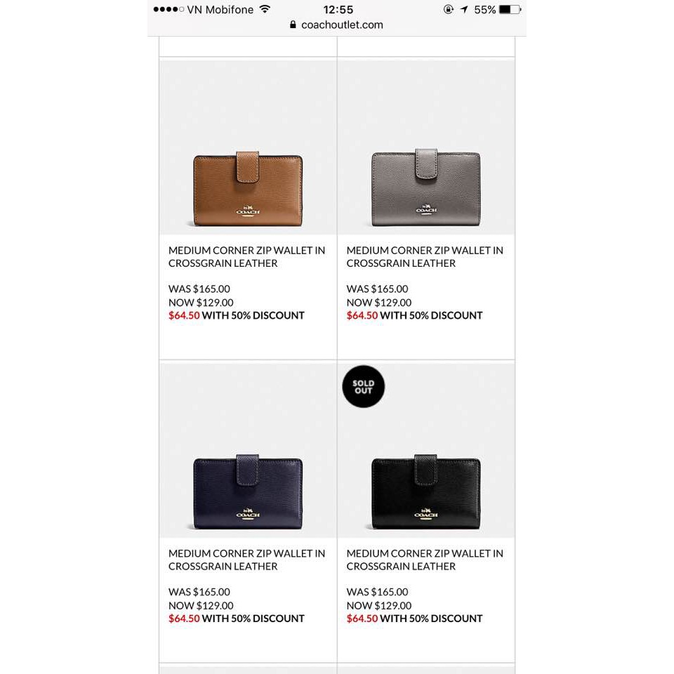 VÍ NỮ CẦM TAY COACH AUTHENTIC