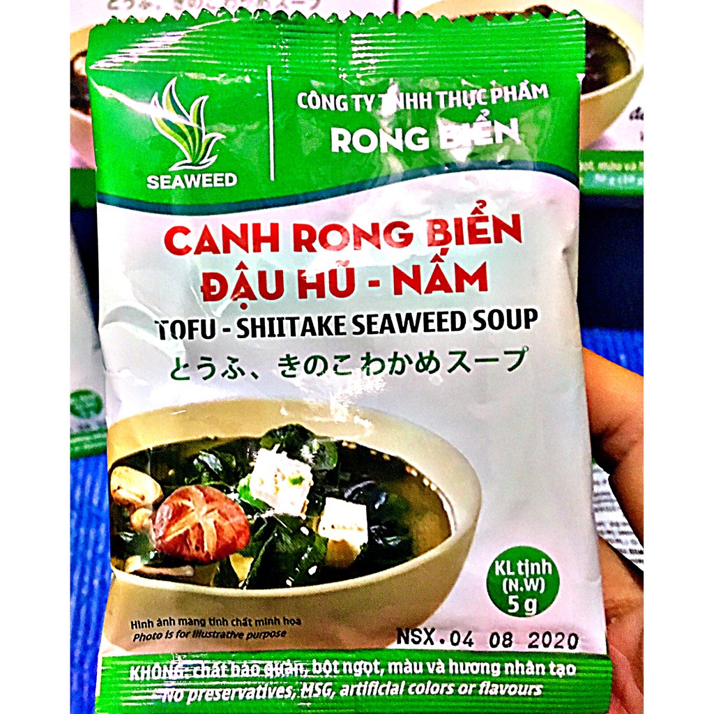 [Sale sốc] Hộp 10 gói x 5g Canh rong biển Đậu hủ Nấm ăn liền chay mặn đều được rong biển wakame Nhật bản không bột ngọt