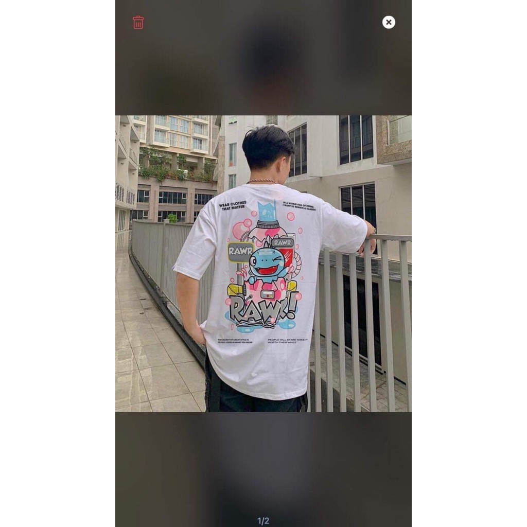 Áo Thun Unisex Tay Lỡ Form Rộng Thoáng Mát Nam Nữ T-REX RAWR Thời Trang Phong Cách