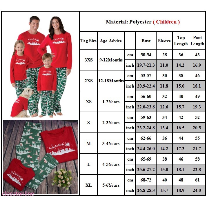 CL❀❀ Family Matching Mom Dad Kids Christmas Pyjamas Long Sleeve T-shirt Pants Sets