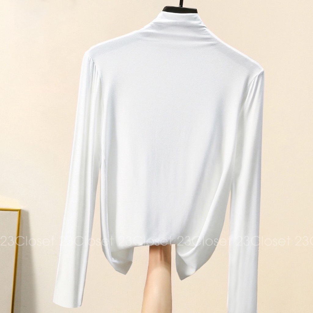Áo giữ nhiệt nữ cổ cao chất thun lót lông cổ tròn cao cổ giữ nhiệt tốt 23Closet - AGN01
