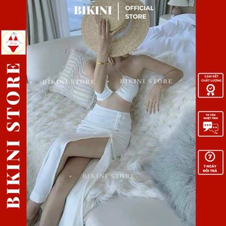 Bikini, đồ bơi đi biển 3 mảnh váy xoắn hông cực kì điệu đà, sang chảnh m30 |bikini official 2022