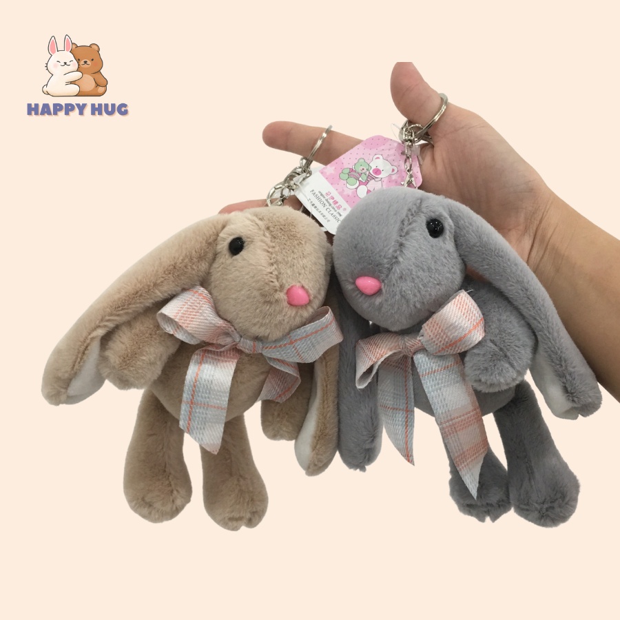 Móc khóa thỏ bông cao cấp size 18cm lông nhung mịn cao cấp - Happy Hug