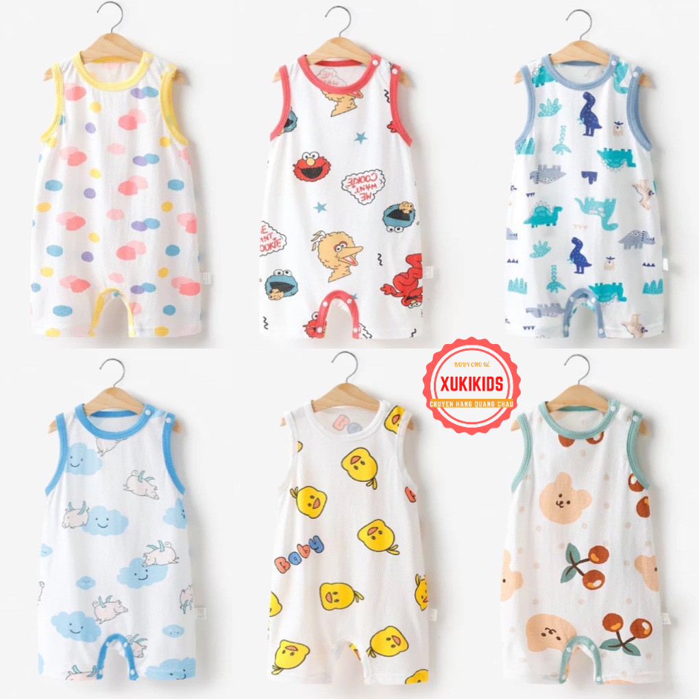 Body ba lỗ thun lạnh thông hơi hàng Quảng Châu liền thân cho bé trai bé gái mặc hè