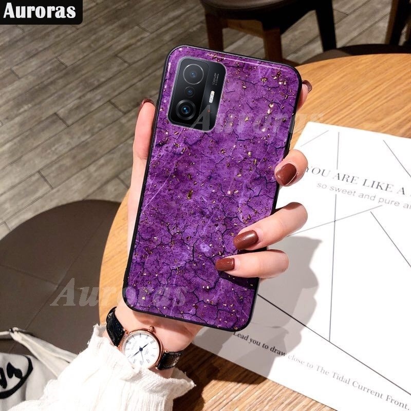 Ốp điện thoại dẻo họa tiết vân đá màu tím sang trọng cho XIAOMI MI 11T PRO 11 LITE 5G NE 11T
