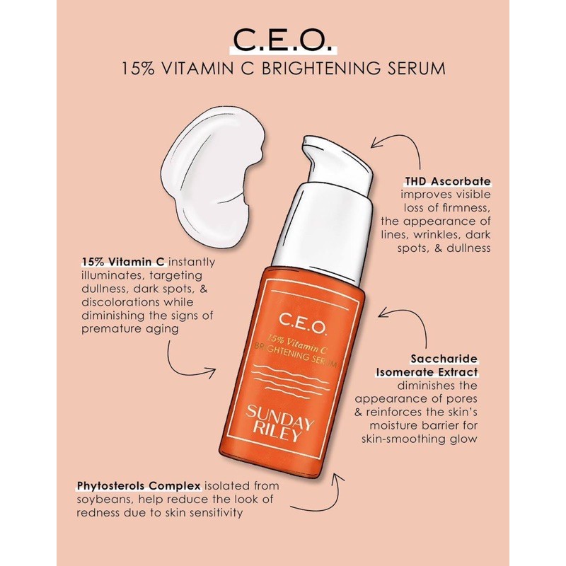 SERUM DƯỠNG DA TRẮNG SÁNG RẠNG RỠ SUNDAY RILEY C.E.O 15% VITAMIN C BRIGHTENING SERUM