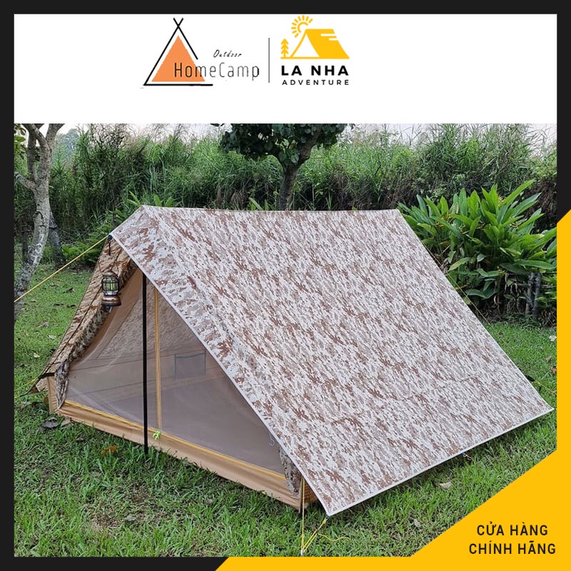 Lều cắm trại 2 lớp vải cao cấp Là Nhà Glamping, Camping Vintage 4P dành cho 4-5 người Homecamp