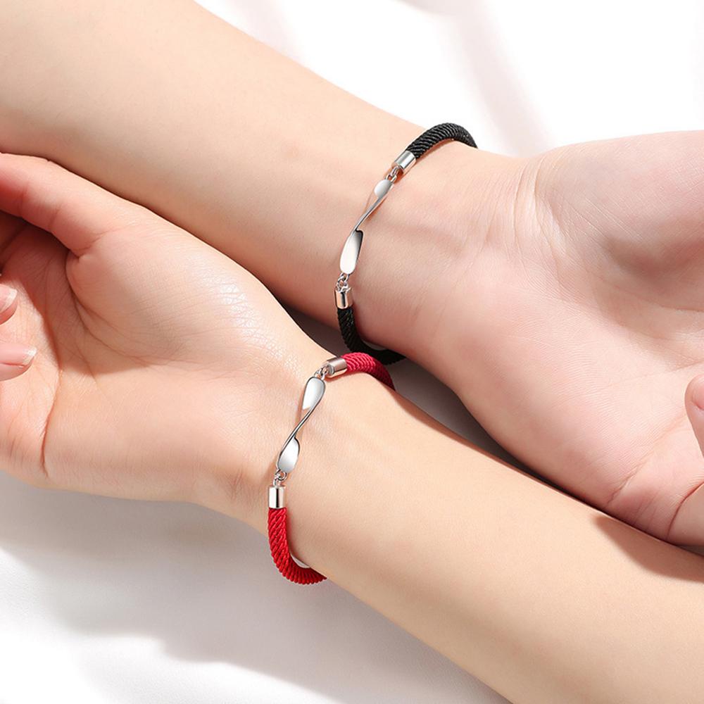 PRESTON Vòng Tay Dây Bện Mặt Hợp Kim Khắc Chữ Forever Love Thời Trang Cho Cặp Đôi