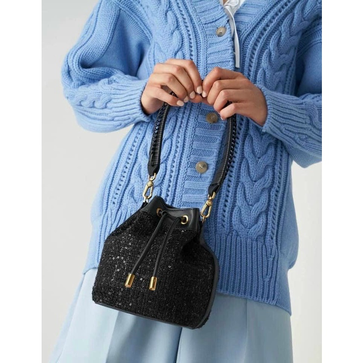 túi xách tay + đeo chéo ck2-10840452 size 21 cm màu đen