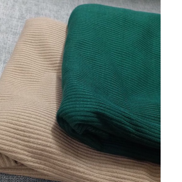 Đầm cổ lọ nhún chất thun gân tay ngắn 2 màu đen - xanh MIDORI247