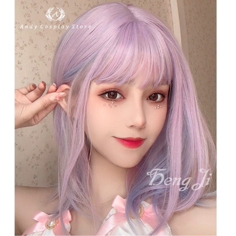 [CÓ SẴN] Tóc giả/ Wig teen mix màu tím xanh hồng Hengji