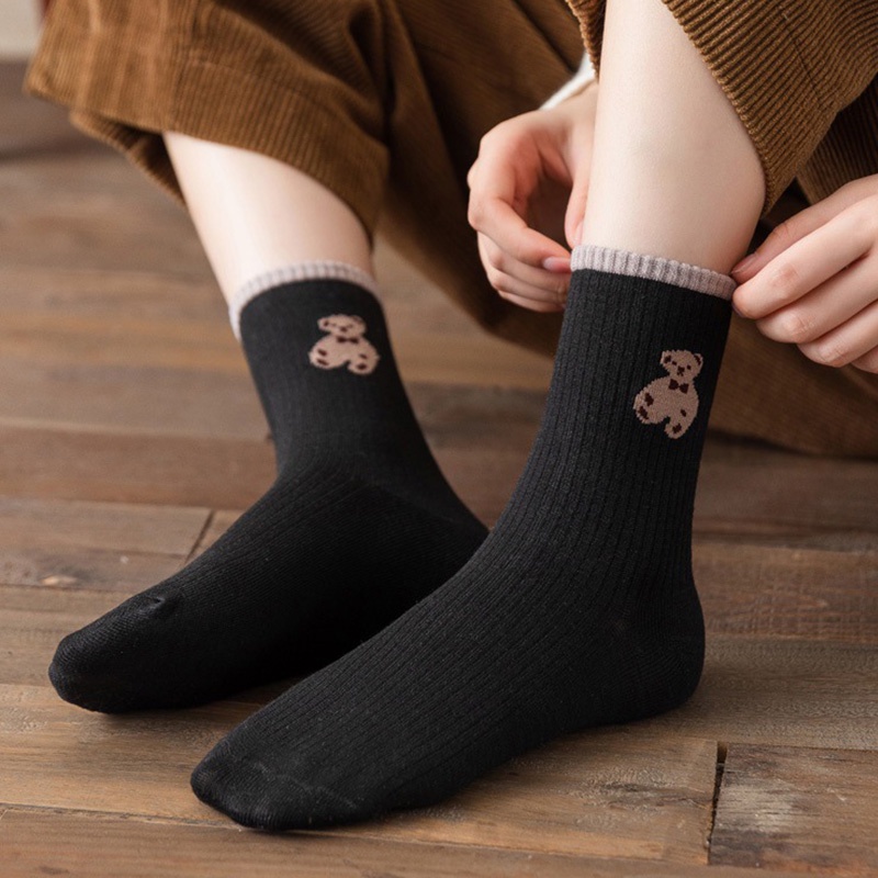 Vớ thoáng khí in hình gấu dễ thương cho nữ