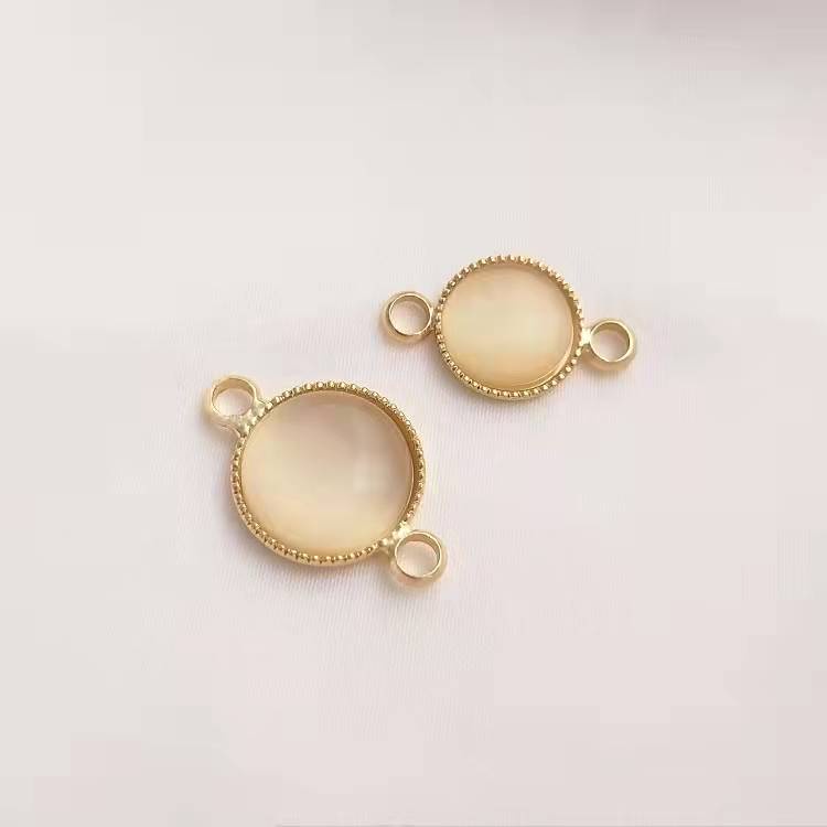 Bông Tai Hình Tròn Đính Đá Opal 14K Phong Cách Retro Nhật Bản diy