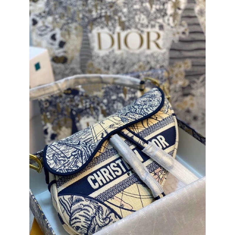 Túi Dior yên ngựa thổ cẩm phối màu đẹp mê ly, size 25 fullbox