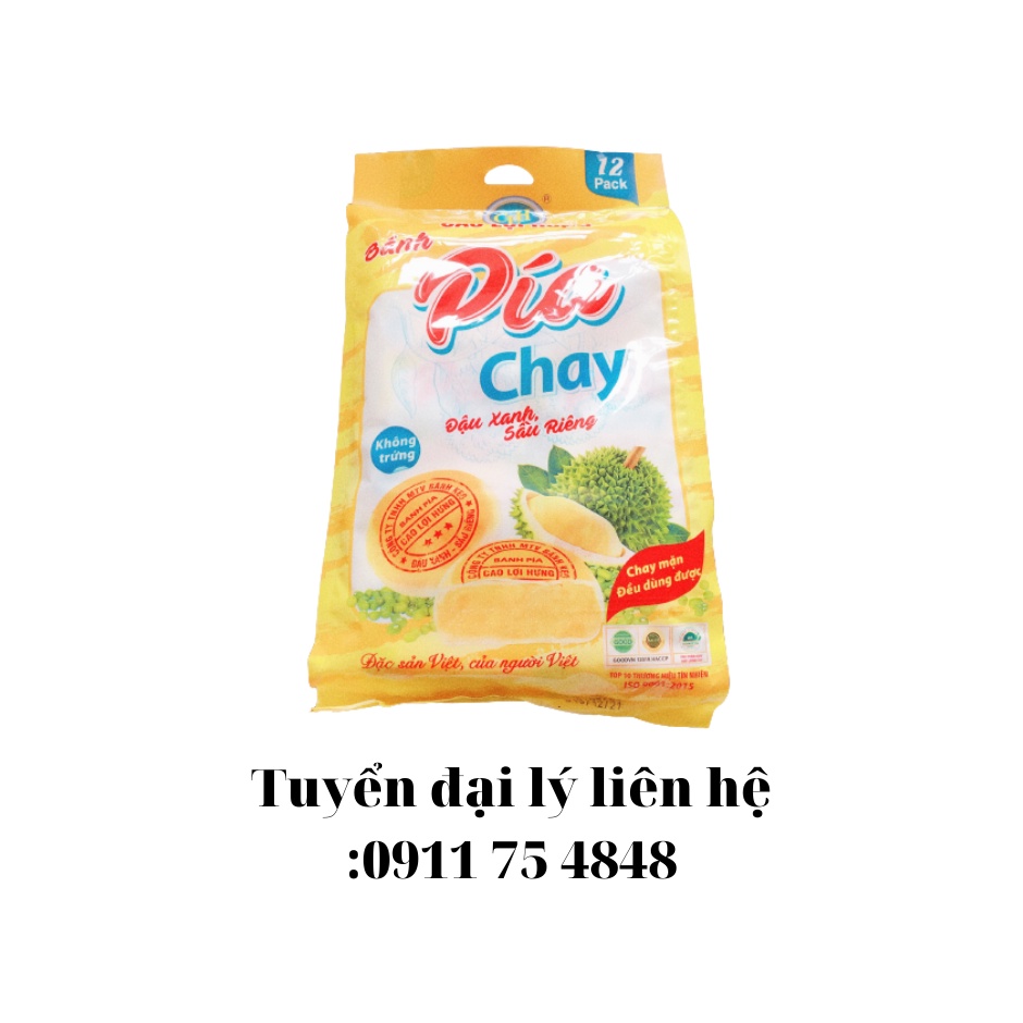 Bịch 12 cái_1 cái 100g, Bánh Pía Chay Cao Lợi Hưng_Vị đậu xanh sầu riêng không trứng_bánh pía vị truyền thống-đặc sản
