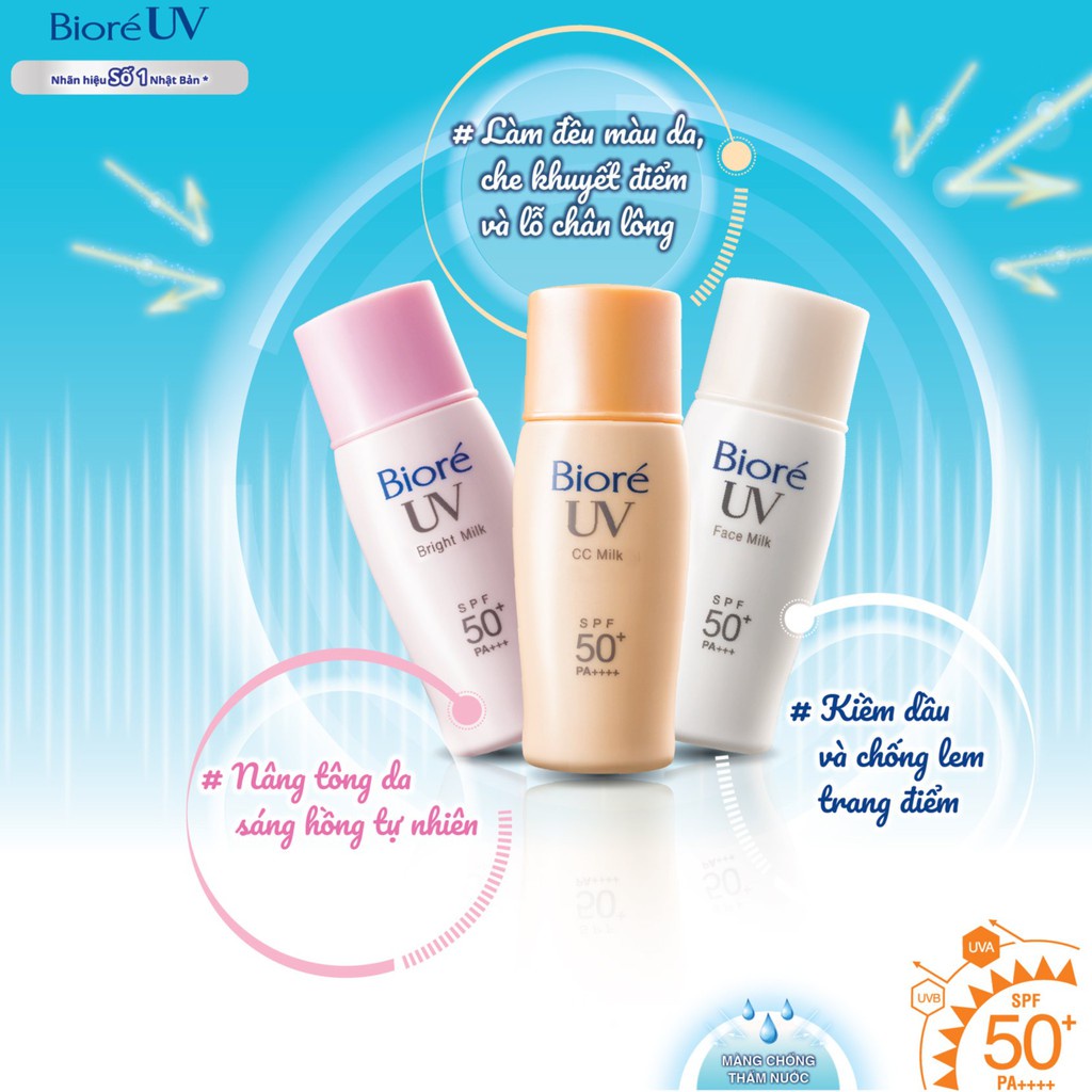 Kem Chống Nắng Biore UV Milk - Sữa Chống Nắng Biore UV Milk SPF50+ PA++++ 30ml & 40ml