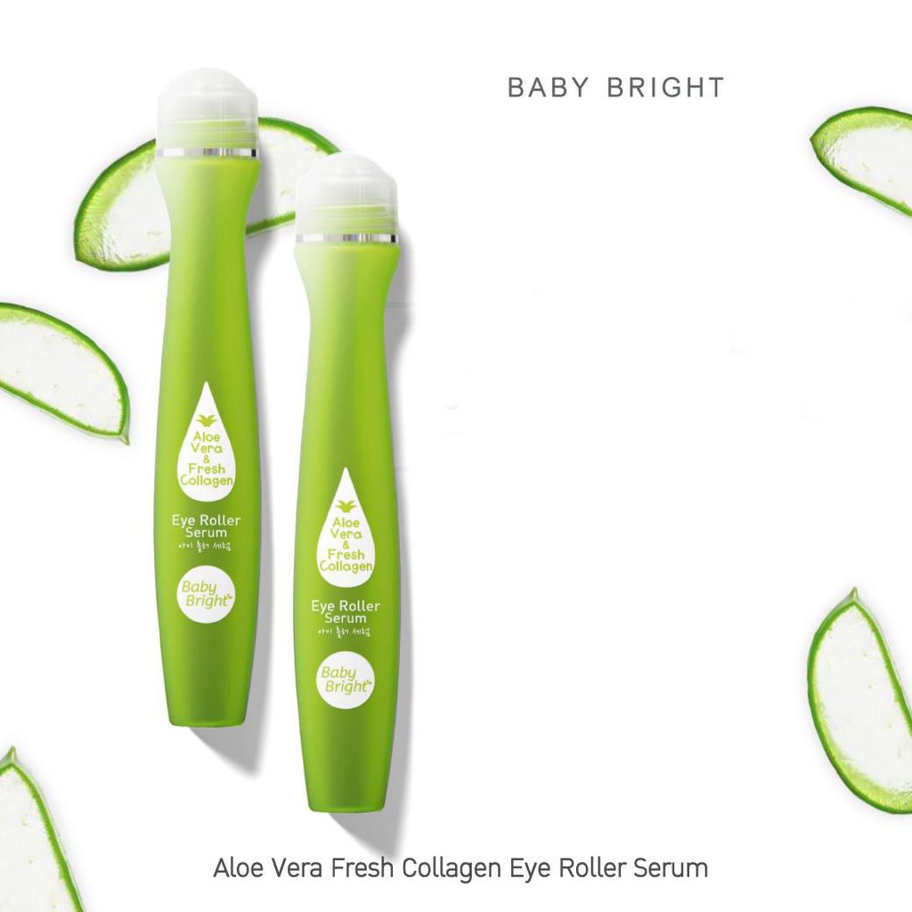 Cây Lăn Mắt Lô Hội Và Collagen Tươi Baby Bright Aloe Vera &amp; Fresh Collagen Eye Roller Serum 15ml