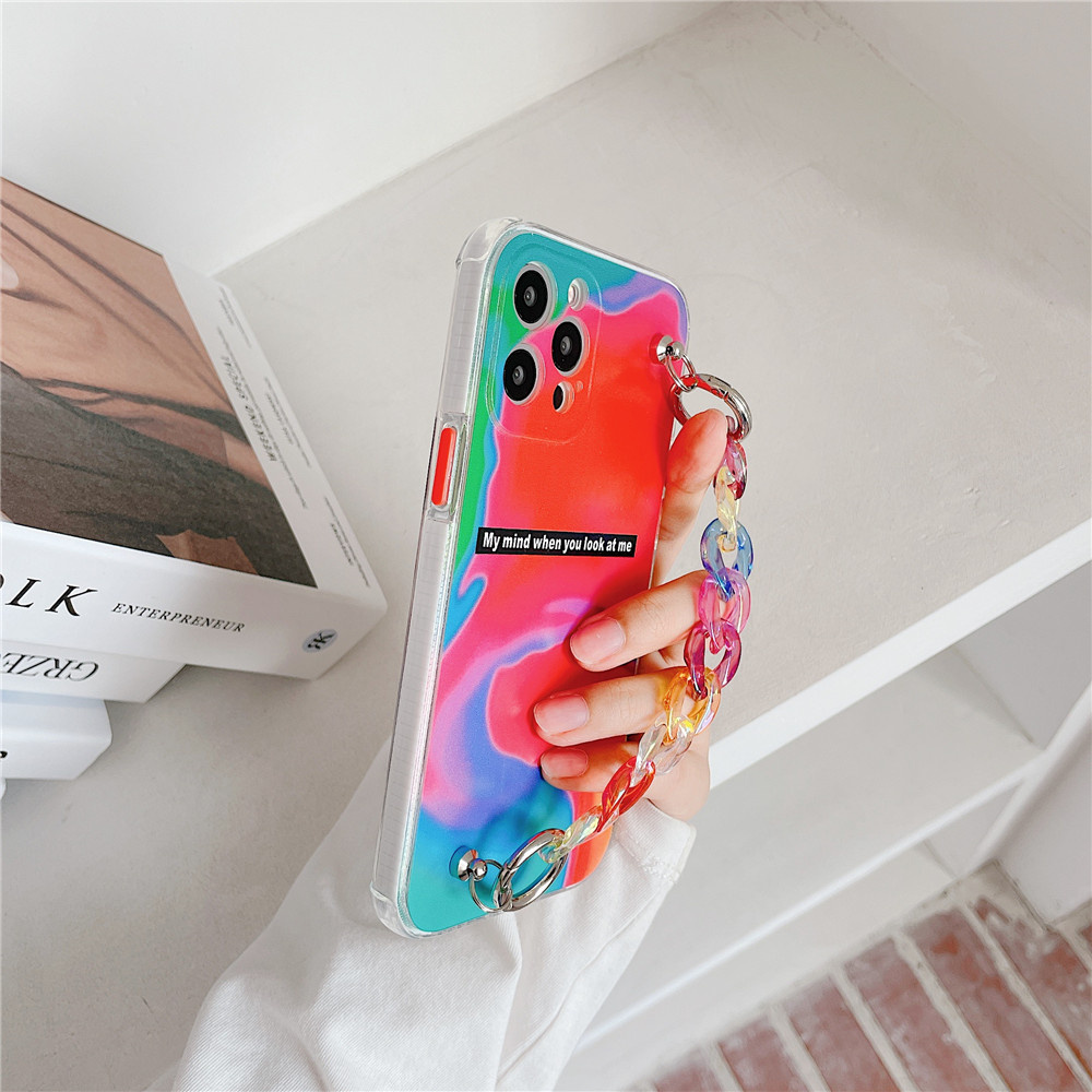 Ốp Điện Thoại Có Vòng Đeo Tay Màu Đỏ Cho Iphone 12 Pro Max / 7 / 8 / Plus