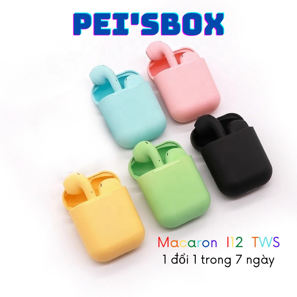 Tai nghe Bluetooth không dây  I12 TWS 5.0 Macaron pastel màu hàn quốc Cảm Ứng Vân Tay - âm thanh HIFI cho Android và IOS