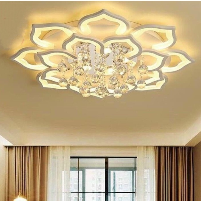 Đèn Ốp Trần Trang Trí Phòng Khách Hình Hoa Sen, Đèn Mâm Led Ốp Trần Hiện Đại,Sang Trọng
