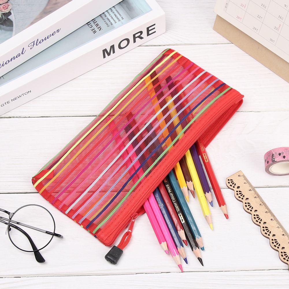 1 Túi Đựng Bút / Mỹ Phẩm / Tiền Xu / Đồ Trang Điểm Bằng Nylon Màu Sắc Cầu Vồng