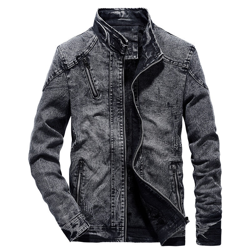 Áo Khoác denim Trơn Màu Thời Trang Thu Đông retro Dành Cho Nam