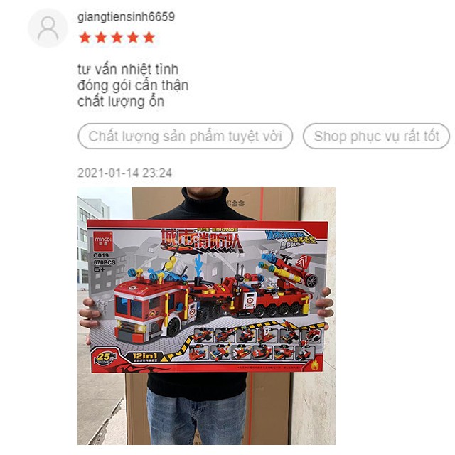 Đồ Chơi Xếp Hình Xe Cứu Hỏa [FREESHIP❤️] Cỡ Lớn Dành Cho Bé